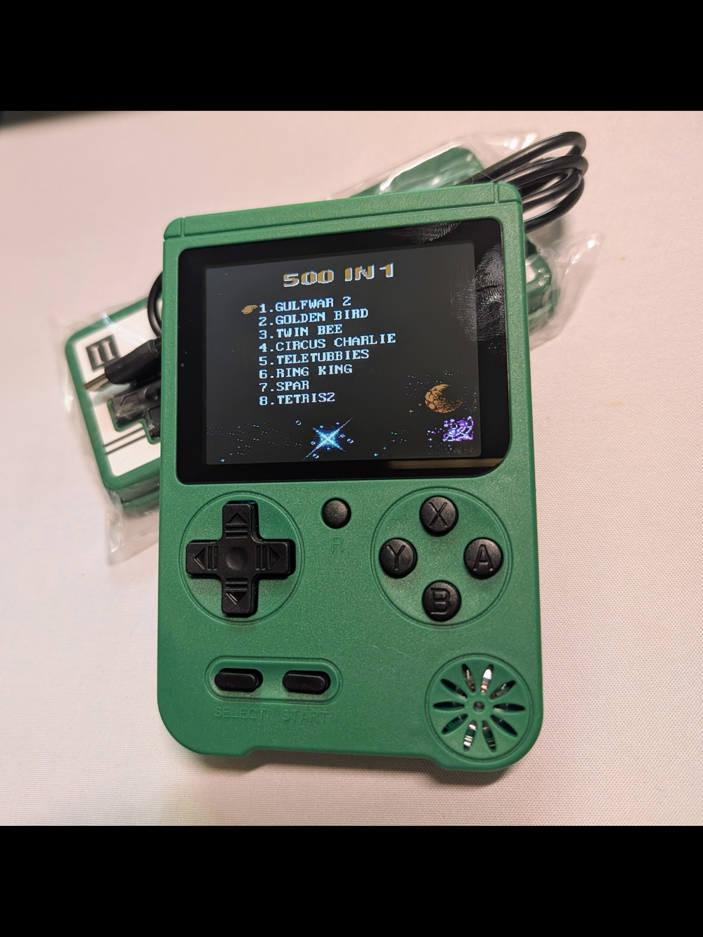 Green Portable Handheld Game Console with 500 Built-In Games